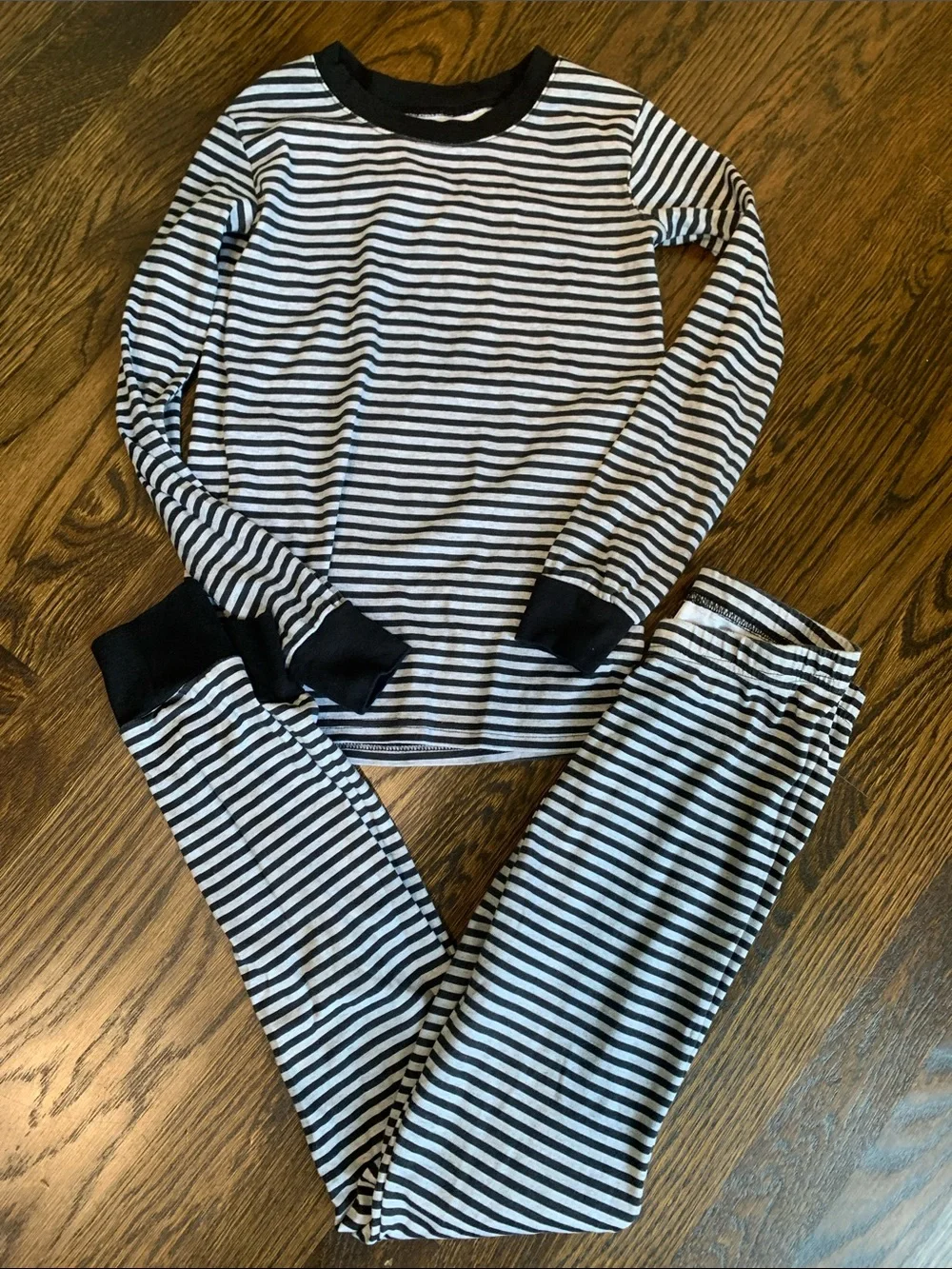 The Children's Place Kids Black & Gray Striped Pajama Set - Size 10